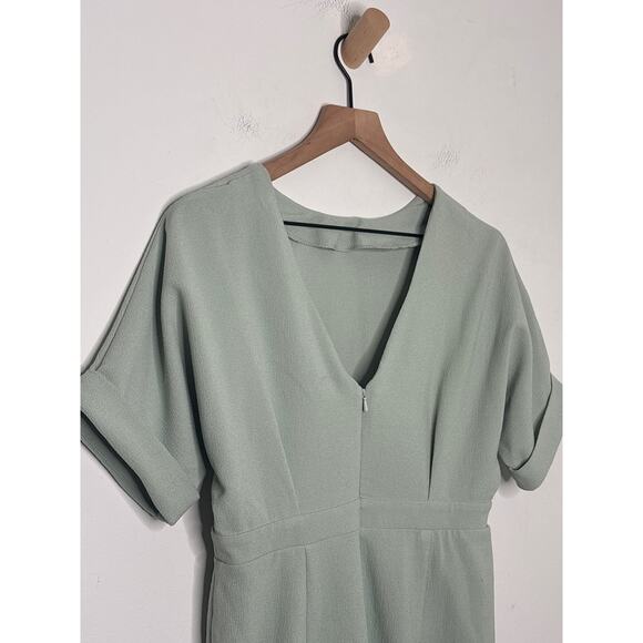 NWT ASOS Wiggle Midi Dress Size 8 Petite Sage Green Split Front Business Casual - Picture 9 of 10